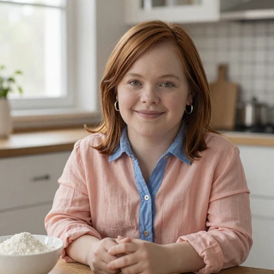 Hannah, a pediatric nurse with achondroplasia in her Minneapolis kitchen