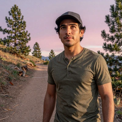 Ruben, a trail runner with bipolar I in remission, on a Denver pine trail